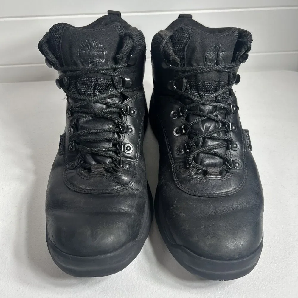 Timberland Men's Hiking Boots Size 10.5 Black White Ledge A9546 Mid Waterproof